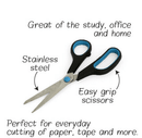 Stainless Steel Scissors Soft Handle Kitchen Craft Office School Sharp Kitchen - RnR Galore