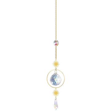 (Style 1) 4 pcs Crystal Wind Chimes - Sun Catcher Star Moon Dream Catcher for Window 30cm - RnR Galore