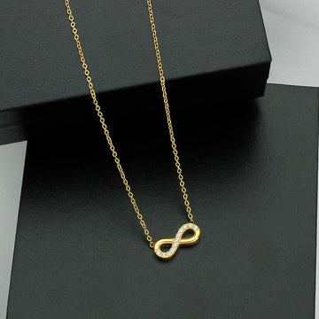 Style 2 Gold Infinity Necklace for Women - Dainty Titanium Steel Pendant with Sparkling Cubic Zirconia - RnR Galore