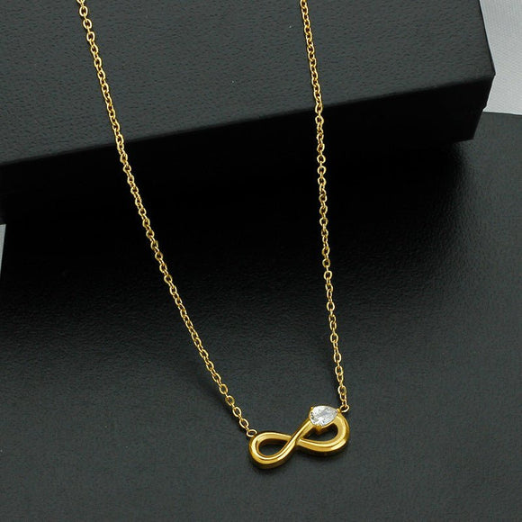Style 3 Gold Infinity Necklace for Women - Dainty Titanium Steel Pendant with Sparkling Cubic Zirconia - RnR Galore