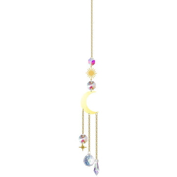 (Style 4) 4 pcs Crystal Wind Chimes - Sun Catcher Star Moon Dream Catcher for Window 32cm - RnR Galore