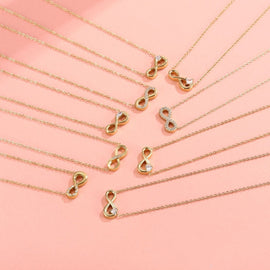 Style 4 Gold Infinity Necklace for Women - Dainty Titanium Steel Pendant with Sparkling Cubic Zirconia - RnR Galore