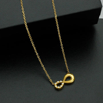 Style 4 Gold Infinity Necklace for Women - Dainty Titanium Steel Pendant with Sparkling Cubic Zirconia - RnR Galore