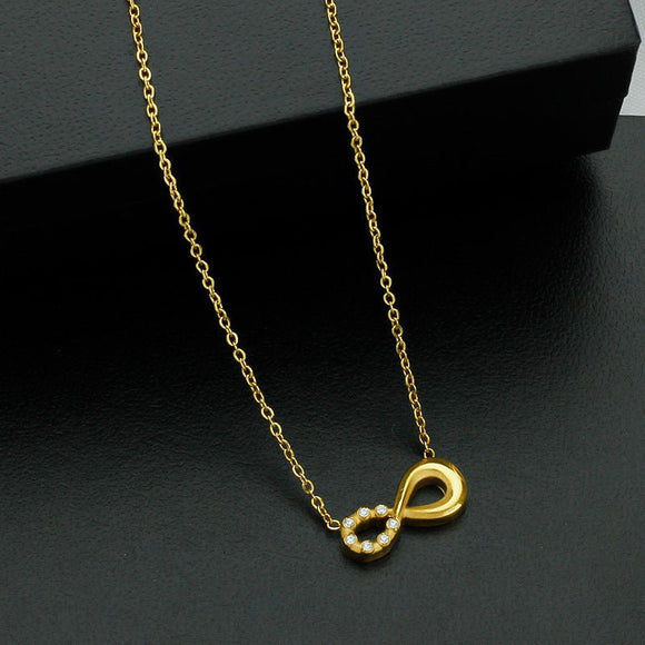 Style 4 Gold Infinity Necklace for Women - Dainty Titanium Steel Pendant with Sparkling Cubic Zirconia - RnR Galore
