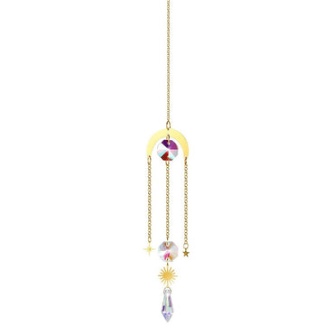 (Style 5) 4 pcs Crystal Wind Chimes - Sun Catcher Star Moon Dream Catcher for Window 33cm - RnR Galore