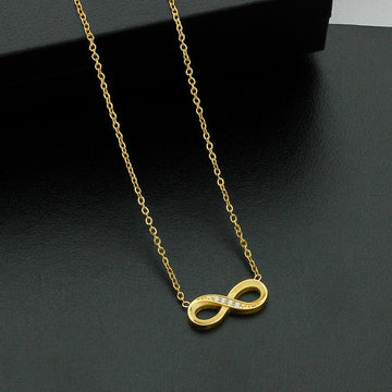 Style 8 Gold Infinity Necklace for Women - Dainty Titanium Steel Pendant with Sparkling Cubic Zirconia - RnR Galore