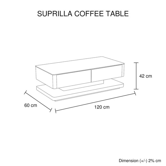 Stylish Coffee Table High Gloss Finish in Shiny Black Colour with 4 Drawers Storage - RnR Galore