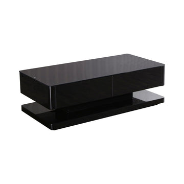 Stylish Coffee Table High Gloss Finish in Shiny Black Colour with 4 Drawers Storage - RnR Galore