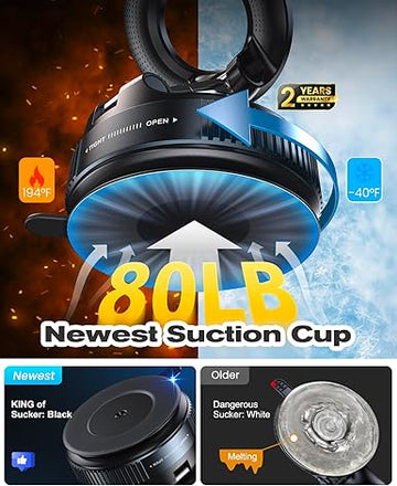 Suction Cup Phone Mount , 360° Adjustable Magnetic Car Phone Holder, Pocket Size Foldable Car Mount, Cell Phone Holders for Your Car for iPhone Series - Black - RnR Galore