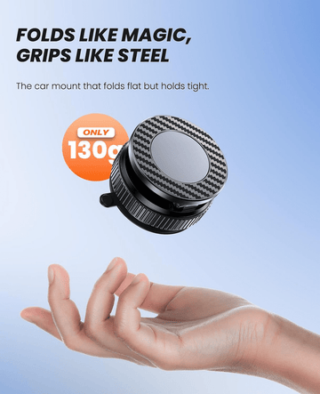 Suction Phone Mount for Car Dashboard/Windshield - 360°Adjustable Magnetic Phone Holder for Car, Foldable Car Phone Holder for iPhone Series (Carbon Fiber & Aluminum Alloy) - RnR Galore