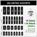 SWANLAKE 1/4" Drive Impact Socket Set, 56 - Piece Standard SAE (5/32 to 9/16 inch) and Metric (4 - 15mm) Size, 6 Point, Cr - V, 1/4 - Inch Drive Ratchet Handle, Drive Extension Bar, Impact Universal Joint - RnR Galore