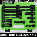 SWANLAKE 18Pcs Drive Tool Accessory Set Extension Bars Impact Universal Joint - RnR Galore