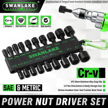 Swanlake 20Pcs Garden Tools Power Nut Driver Set Impact Drill SAE and Metric(will be no tracking) - RnR Galore
