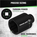 SWANLAKE 9 - Piece 1/2" Drive Jumbo Impact Socket Set, Metric 29mm - 38mm Large Socksts Spindle Axle Nut Impact Socket, CR - V Black - RnR Galore