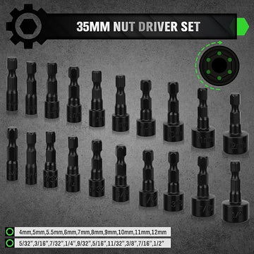 SWANLAKE SWANLAKE 39PCS Magnetic Hex Nut Driver Master Kit,1/4" Quick - Change Hex Shank, SAE & Metric Power Nuts Driver Drill Bit Tools Set,Cr - V Steel - RnR Galore