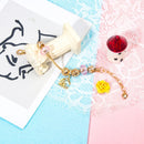 Sweet Style Crystal Rhinestone Gold Star Moon Pendant Cute Pink Bead Bracelet(17cm) - RnR Galore