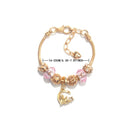 Sweet Style Crystal Rhinestone Gold Star Moon Pendant Cute Pink Bead Bracelet(19cm) - RnR Galore