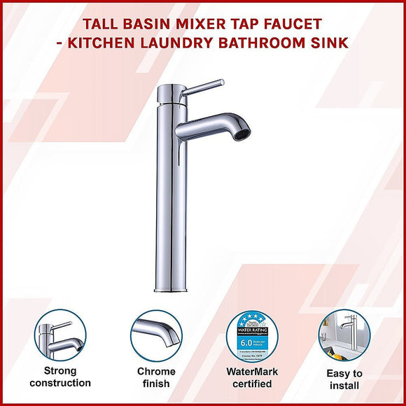 Tall Basin Mixer Tap Faucet - Kitchen Laundry Bathroom Sink - RnR Galore