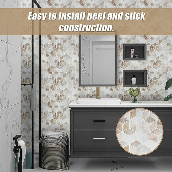 Tiles 3D Peel and Stick Wall Tile Shell Mosaic 10 Sheets - RnR Galore