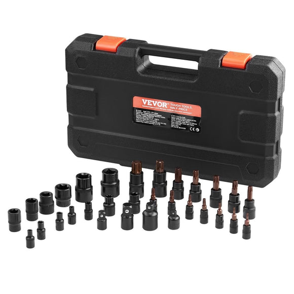 Torx Bit Socket and External Torx Socket Set 31 - Piece T8 - T70 and E4 - E24 Steel - RnR Galore