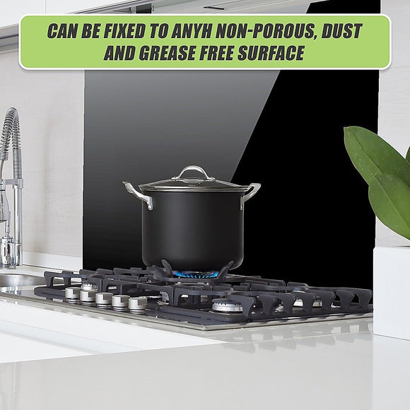 Toughened 60cm x 70cm Black Glass Kitchen Splashback - RnR Galore