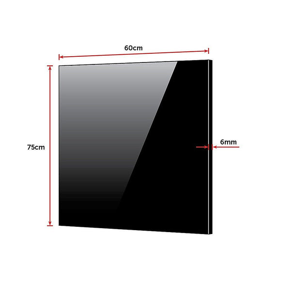 Toughened 60cm x 75cm Black Glass Kitchen Splashback - RnR Galore