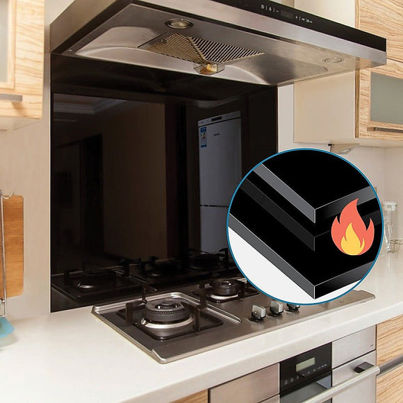 Toughened 90cm x 75cm Black Glass Kitchen Splashback - RnR Galore
