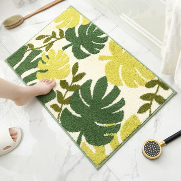 Tropical Rain Forest Jacquard Bathroom Mat - Super Absorbent Non - Slip Rug (40x60cm), Toilet Floor Mat for Bathroom/Bedroom/Entryway - RnR Galore