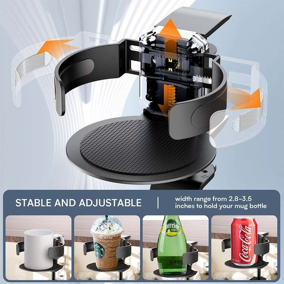Two desktop clip - on cup holders and headphone hanger - adjustable, non - slip silicone, maximum load 15KG(black) - RnR Galore