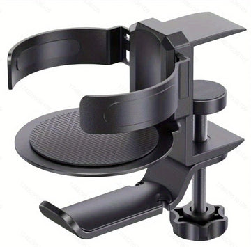 Two desktop clip - on cup holders and headphone hanger - adjustable, non - slip silicone, maximum load 15KG(black) - RnR Galore