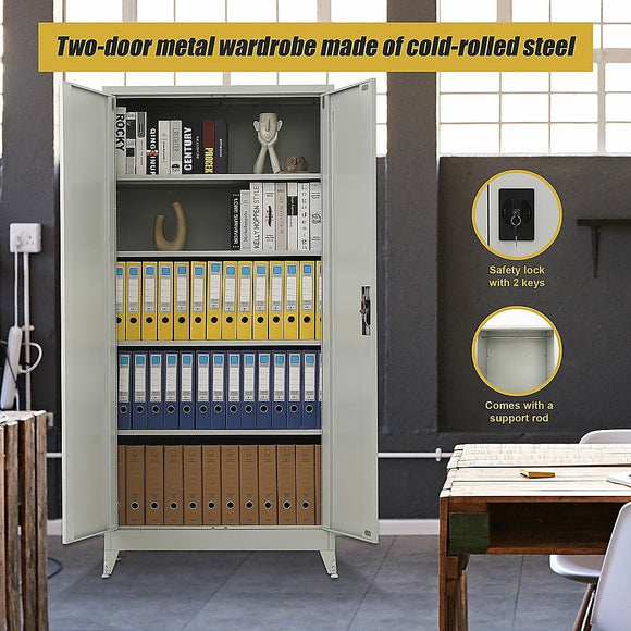 Two - Door Metal Cabinet Shelf Storage for Home Office Gym - RnR Galore