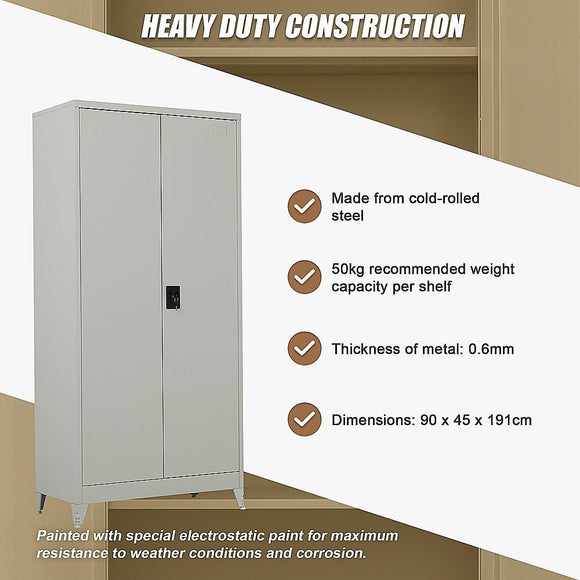 Two - Door Metal Cabinet Shelf Storage for Home Office Gym - RnR Galore