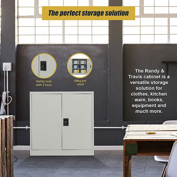 Two - Door Metal Short Cabinet Shelf Storage for Home Office Gym - RnR Galore