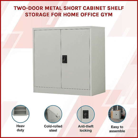 Two - Door Metal Short Cabinet Shelf Storage for Home Office Gym - RnR Galore