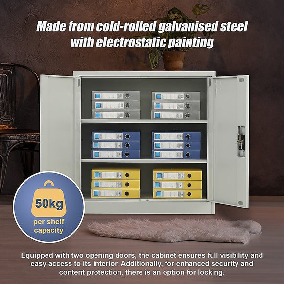 Two - Door Metal Short Cabinet Shelf Storage for Home Office Gym - RnR Galore