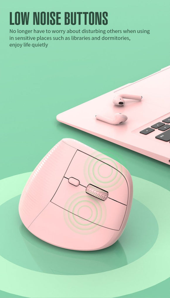 Two Ergonomic Vertical Wireless Mouse - Dual Mode (2.4G & Bluetooth), 5 Adjustable DPI, Silent Clicks, Rechargeable(white) - RnR Galore