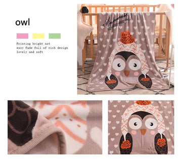 Ultra - Soft Kids Plush Fleece Blanket - Cozy Cartoon Animal Throw for All Seasons (Owl) - RnR Galore