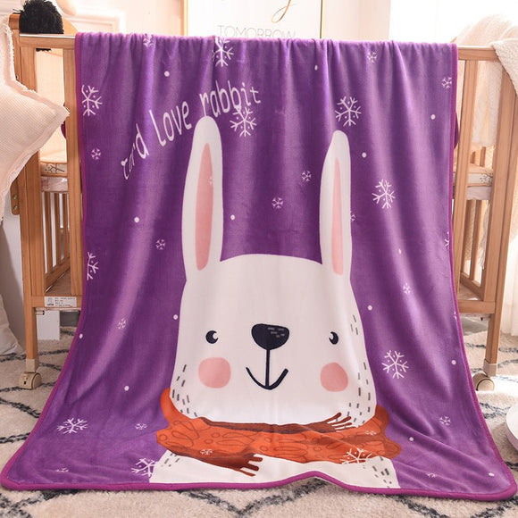Ultra - Soft Kids Plush Fleece Blanket - Cozy Cartoon Animal Throw for All Seasons (Rabbit) - RnR Galore
