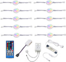 Under Counter LED Light Kit, RGBW Under Cabinet Lighting, 10 Packs Colored Cabinet Lights with Wireless 40 - Key IR Dimmable Remote Control (10 Lights) - RnR Galore