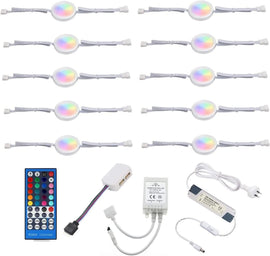 Under Counter LED Light Kit, RGBWW Under Cabinet Lighting, 10 Packs Colored Cabinet Lights with Wireless 40 - Key IR Dimmable Remote Control (10 Lights) - RnR Galore