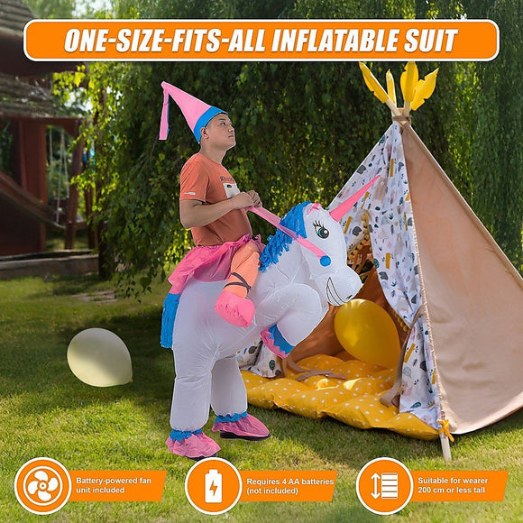 UNICORN Fancy Dress Inflatable Suit - Fan Operated Costume - RnR Galore