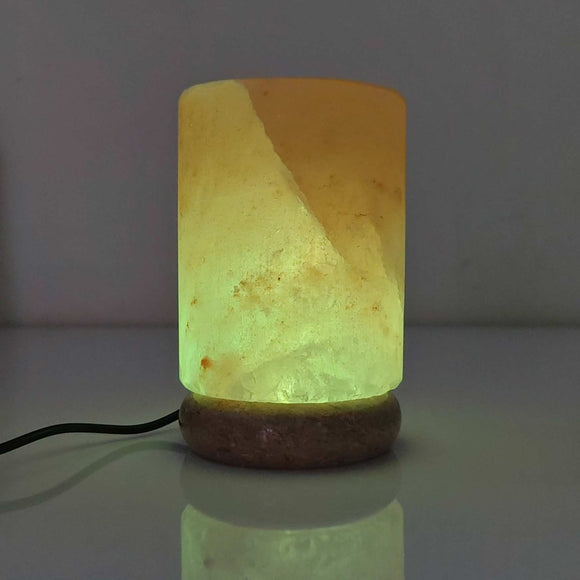 USB Colour Changing Salt Himalayan Lamp - Cylinder Shape Pink Rock LED Light - RnR Galore