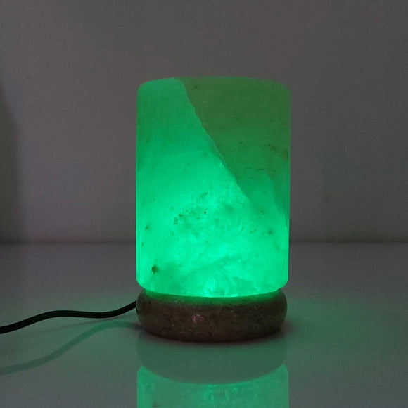 USB Colour Changing Salt Himalayan Lamp - Cylinder Shape Pink Rock LED Light - RnR Galore