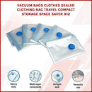 Vacuum Bags Clothes Sealed Clothing Bag Travel Compact Storage Space Saver x12 - RnR Galore