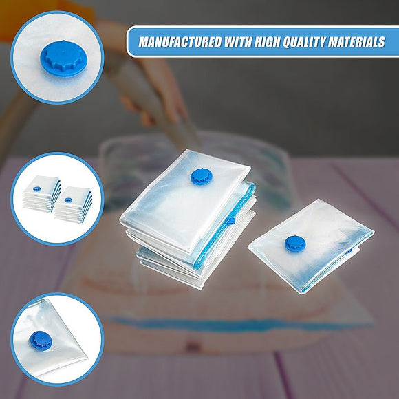 Vacuum Bags Clothes Sealed Clothing Bag Travel Compact Storage Space Saver x12 - RnR Galore