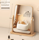 Vertical Square Folding Mirror Tabletop Makeup Mirror - Large Wooden Swivel Vanity Mirror for Desk - RnR Galore