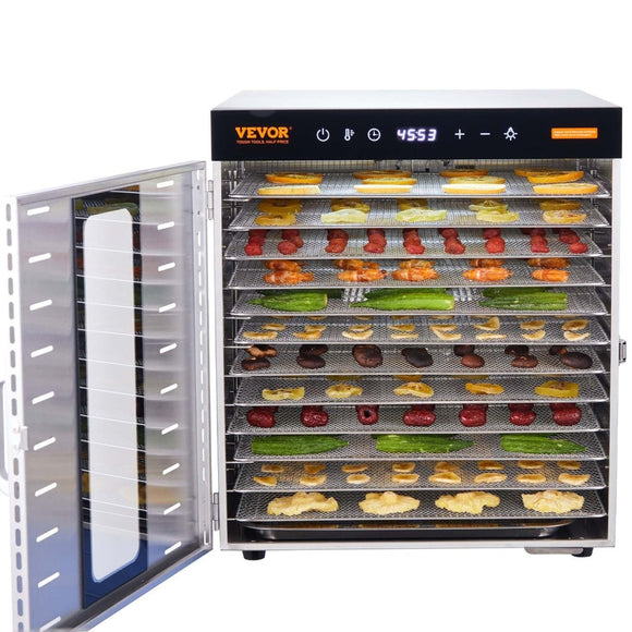 VEVOR 10 Trays Food Dehydrator Machine Stainless Steel 1000W Jerky Fruit Drying - RnR Galore