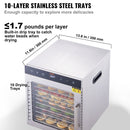 VEVOR 10 Trays Food Dehydrator Machine Stainless Steel 800W Jerky Fruit Drying - RnR Galore