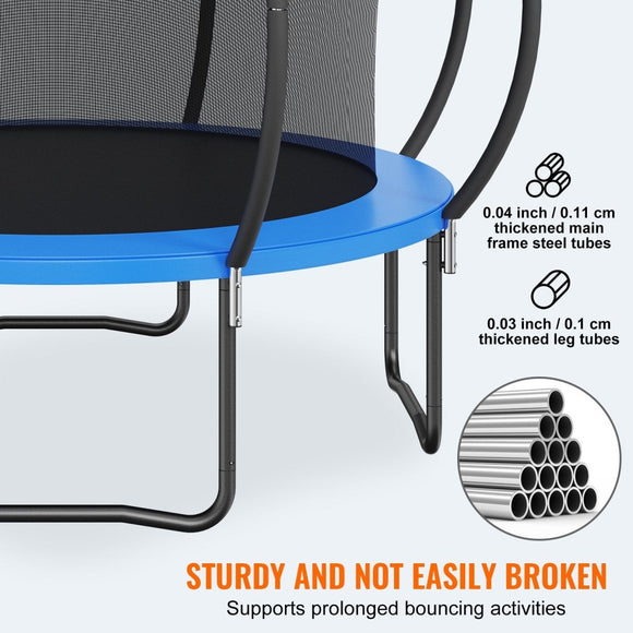 VEVOR 10FT Trampoline, 330 lbs Trampoline with Enclosure Net, Ladder, and Curved Pole, Heavy Duty Trampoline with Jumping Mat and Spring Cover Padding, Outdoor Recreational Trampolines for Kids Adults - RnR Galore