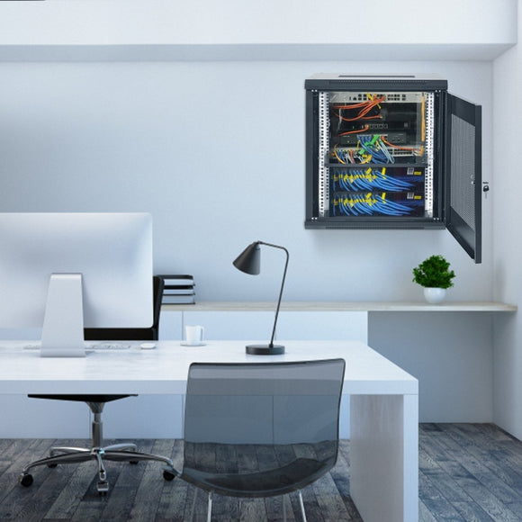 VEVOR 12U Wall Mount Network Server Cabinet, 15.5'' Deep, Server Rack Cabinet Enclosure, 200 lbs Max. Ground - mounted Load Capacity, with Locking Door Side Panels, for IT Equipment, A/V Devices - RnR Galore